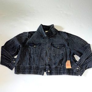 Girl Soul stretch Denim washed cropped jacket